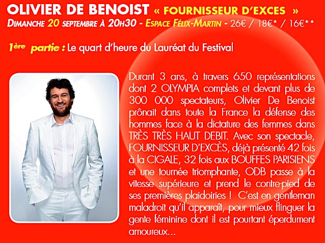 Olivier de Benoist - Festival du Rire Saint-Raphaël